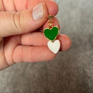 Green heart enamel earrings new